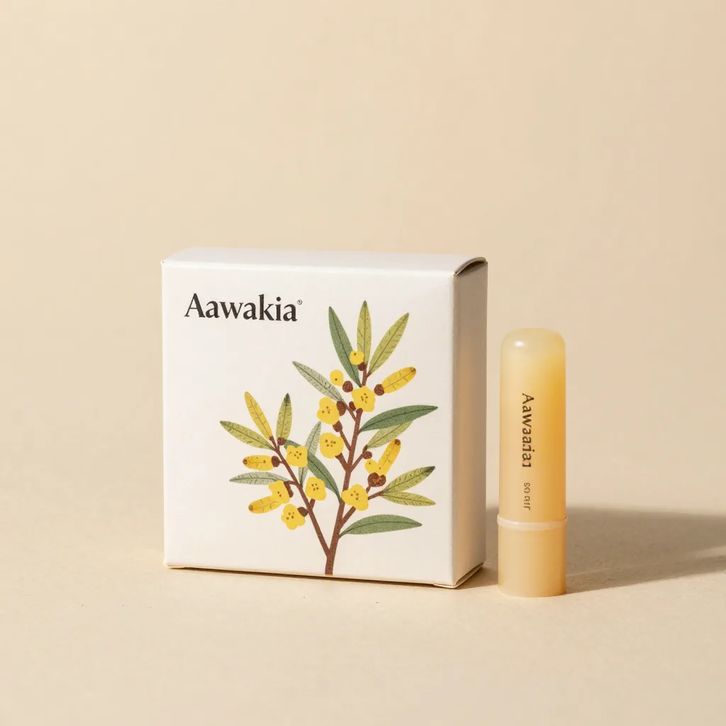 A kawakawa gift box with a balm and lip balm